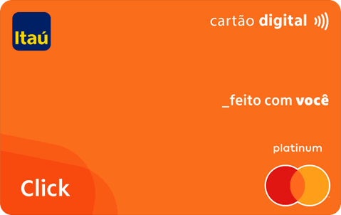Cartão Itaú Platinum, na cor laranja, com bandeira Mastercard Platinum